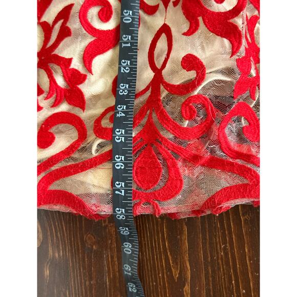 VTG B. Darlin Red Mermaid Ornate Lace Open Back Dress S Red Old Hollywood Glam - Picture 13 of 14